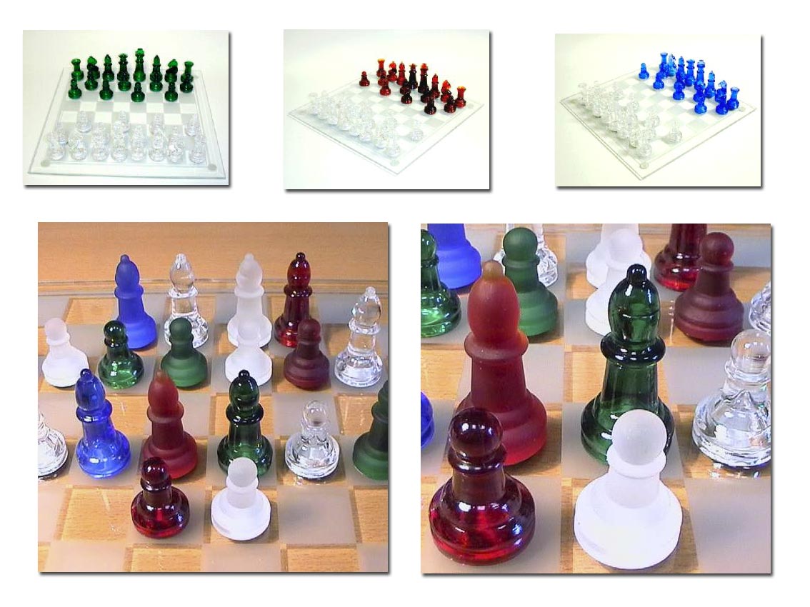 Цветные шахматы из стекла